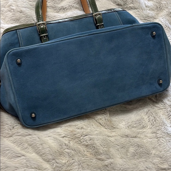 Coach Blue Suede Leather Tote - Picture 9 of 12